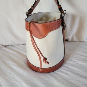 A. Bellucci White and Brown Leather Bucket Bag